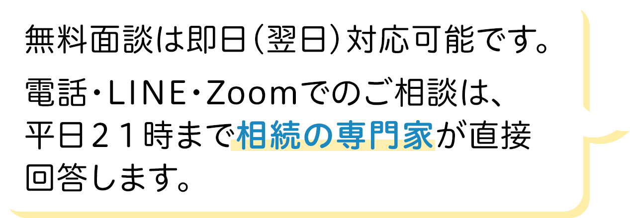 平日21時まで相続の専門家が直接回答します